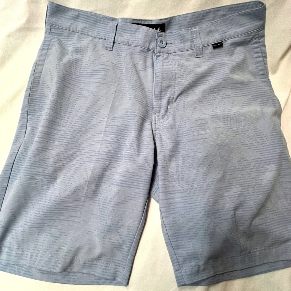 Travis Mathew Mens Blue Palm Golf Shorts Size 32 Performance Stretch Resort wear